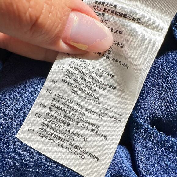 Sandro Paris Yoko Fluted Crepe Mini Dress Blue Women 3 Large - Picture 7 of 10